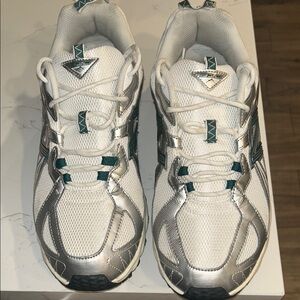 Prada Silver and White Sneakers